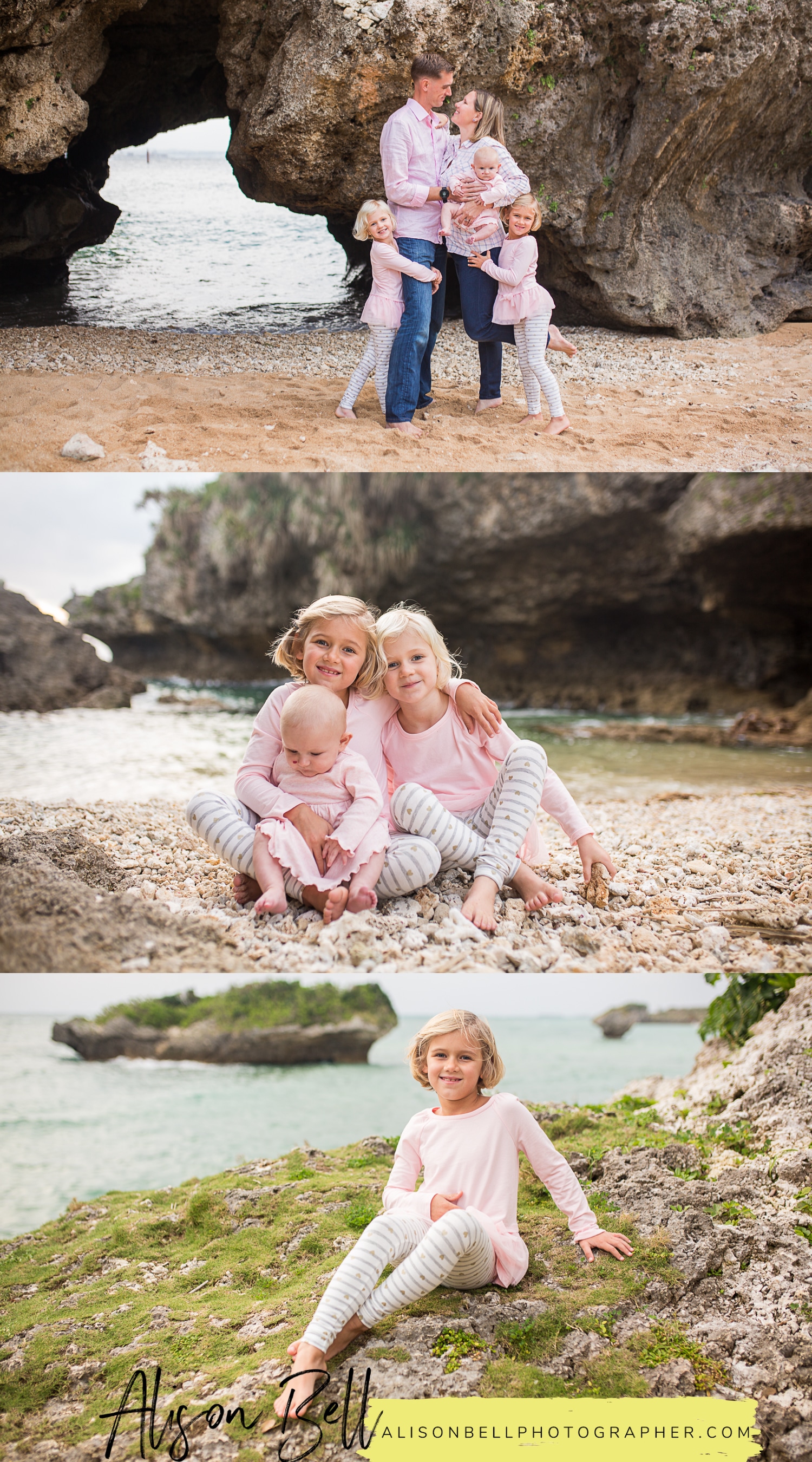 Baby and child family photography with the grandparents! On the beach in Okinawa, Japan by Alison Bell, Photographer.