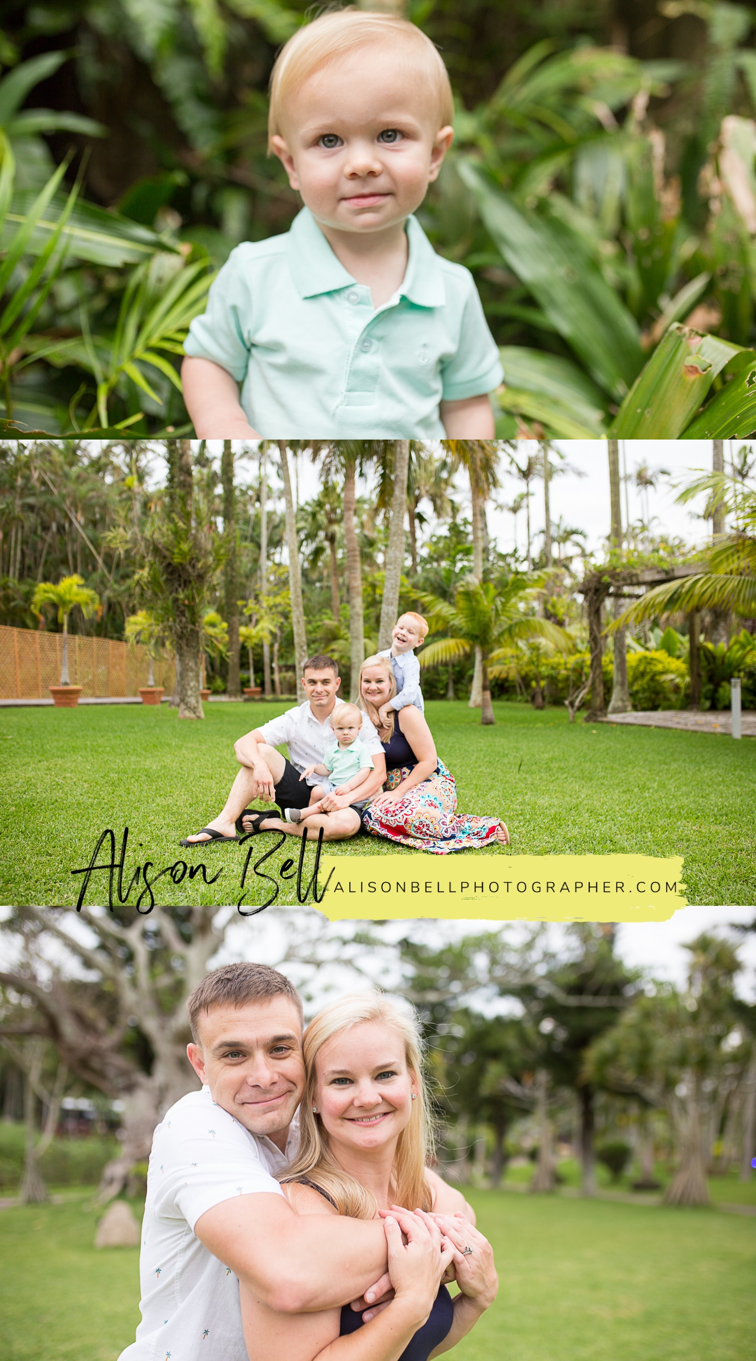 Family of four photo session at Okinawa's Southeast Botanical Gardens by Alison Bell, Photographer