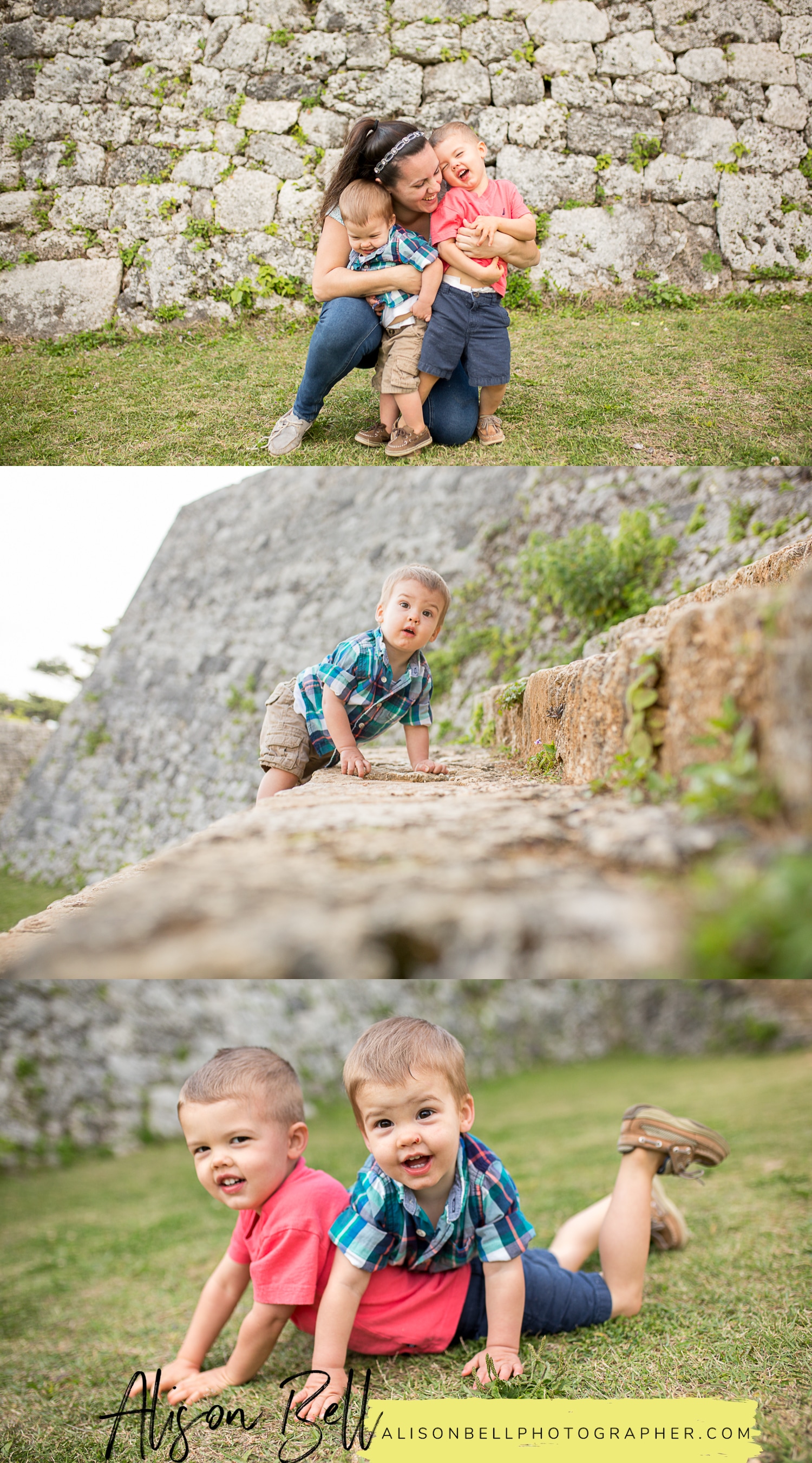 Half Priced Mini Sessions in 15 minutes at Zakimi Castle in Okinawa, Japan by Alison Bell, Photographer. Great for families, kids, cake smash, maternity and simple senior portraits