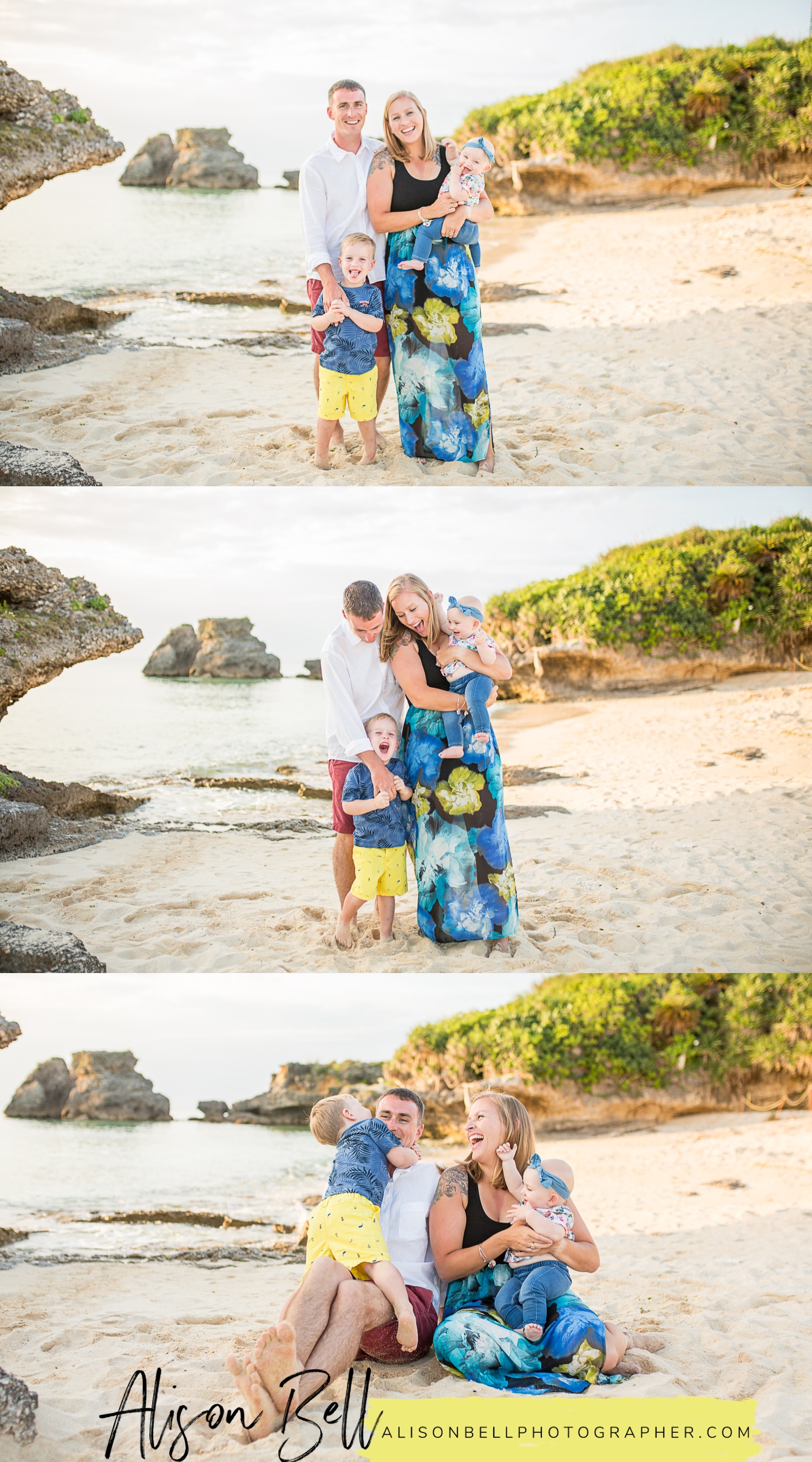 Playful, stress free family photos with Alison Bell, Photographer on the beach in Okinawa, Japan.