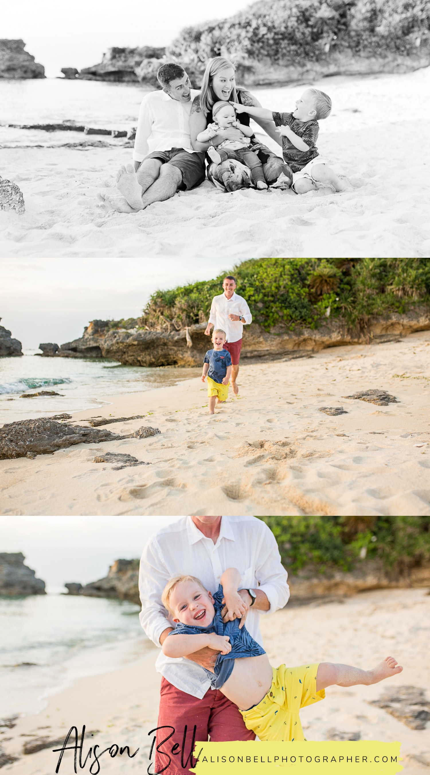 Playful, stress free family photos with Alison Bell, Photographer on the beach in Okinawa, Japan.