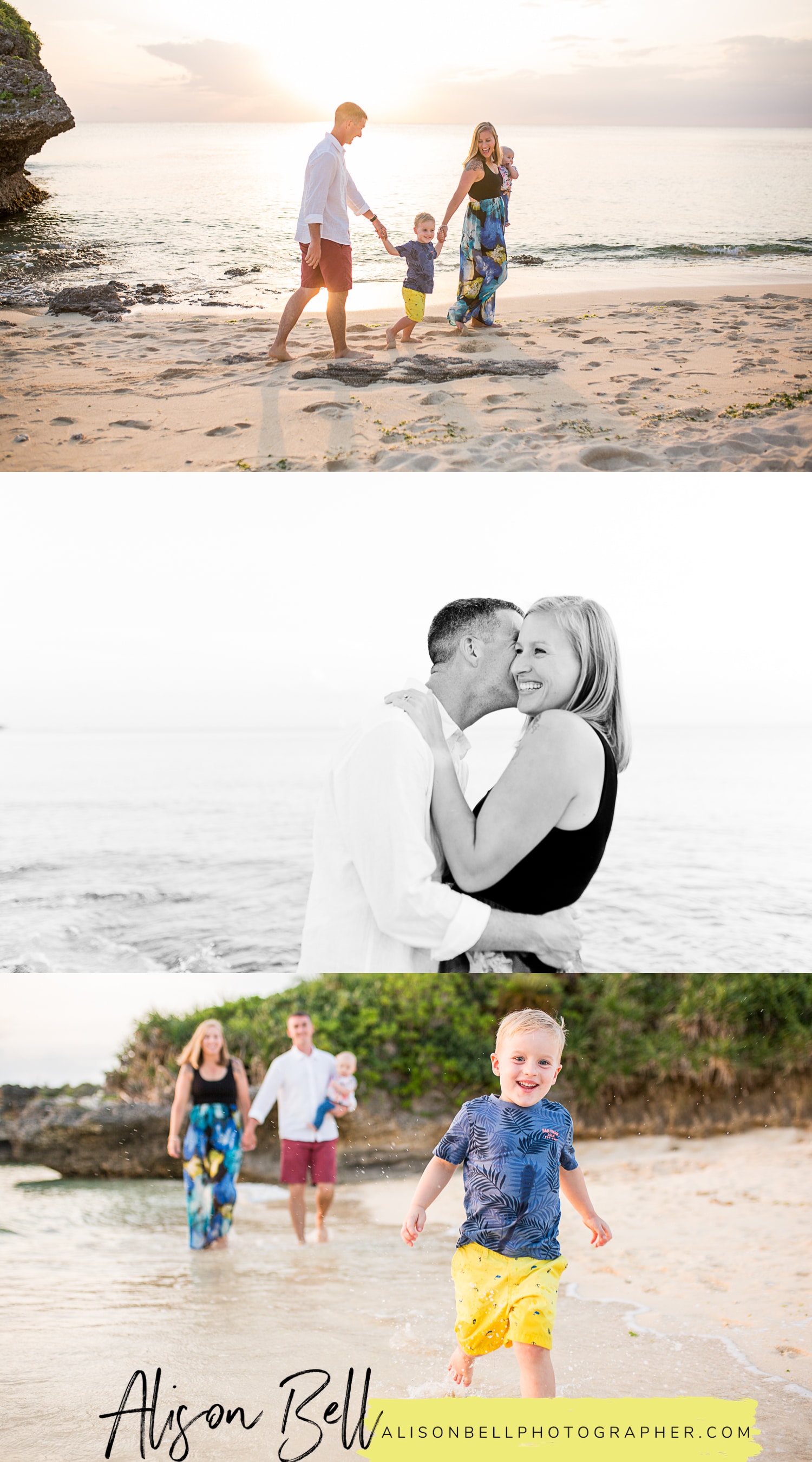 Playful, stress free family photos with Alison Bell, Photographer on the beach in Okinawa, Japan.
