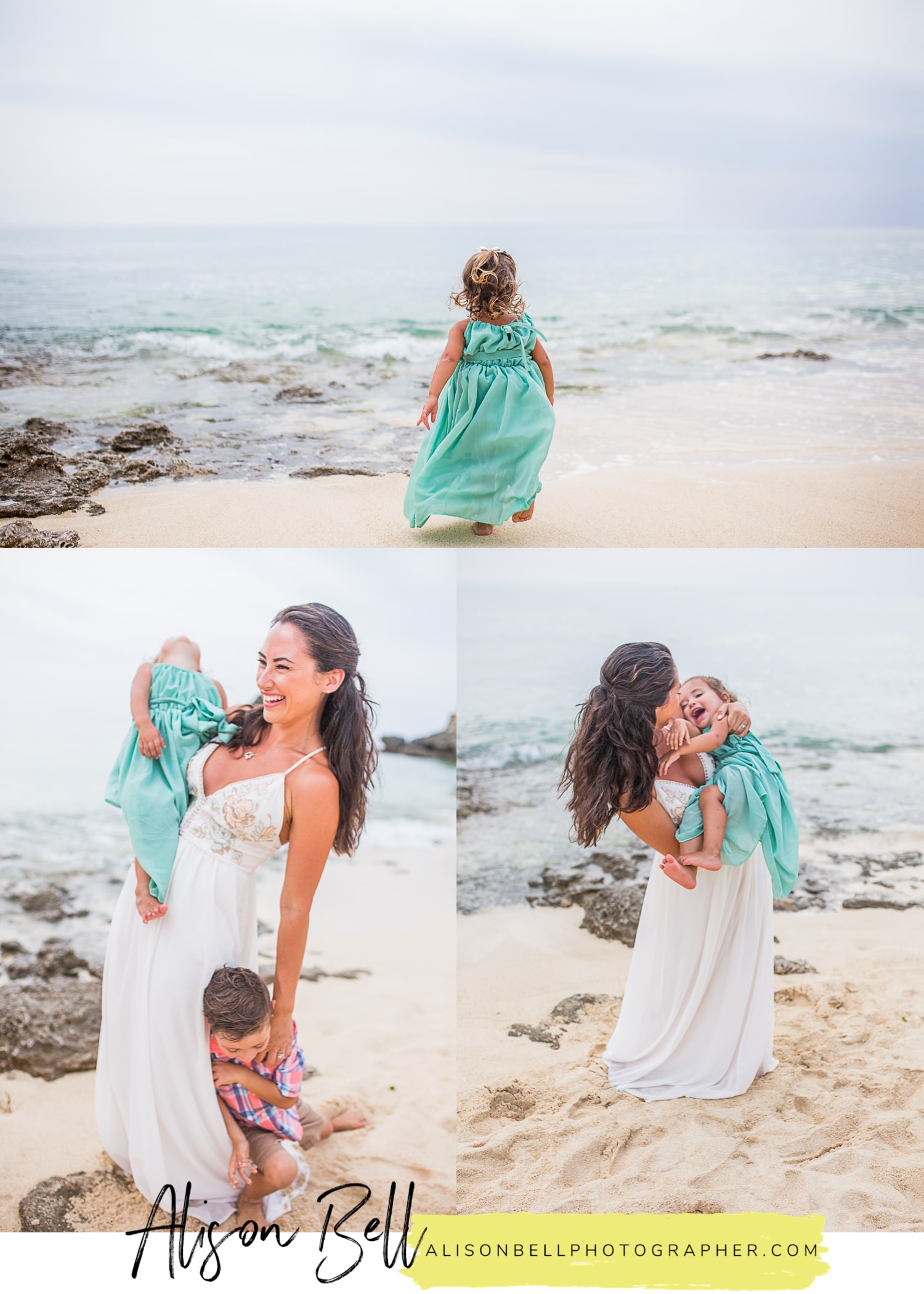 Family of 4, toddler and preschooler, photo session on the beach in Okinawa Japan by Alison Bell Photographer.