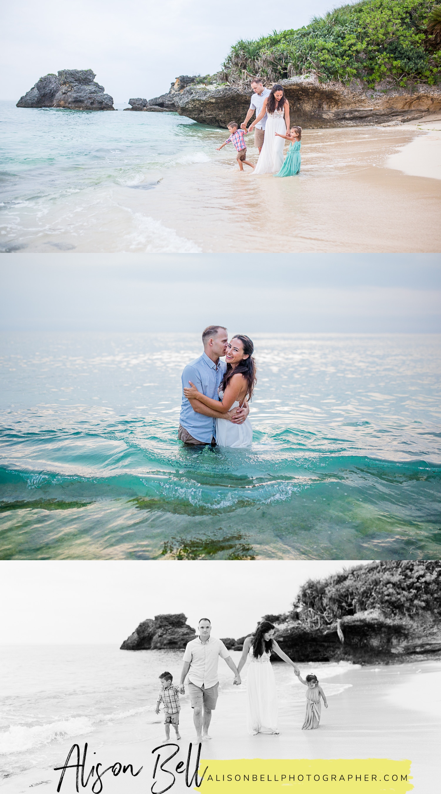 Family of 4, toddler and preschooler, photo session on the beach in Okinawa Japan by Alison Bell Photographer.