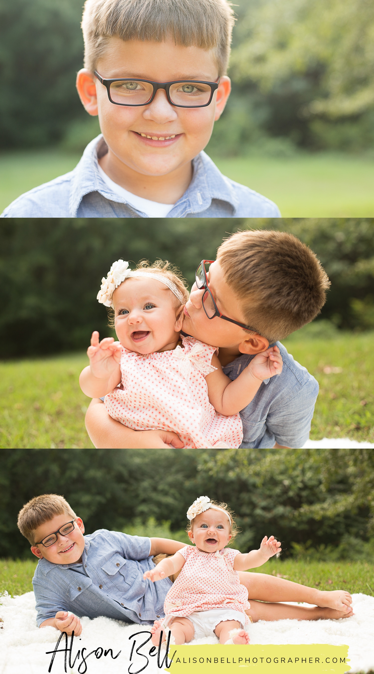 Baby girl and big brother milestone photos in the park by Alison Bell Photographer #alisonbell alisonbellphotographer.com