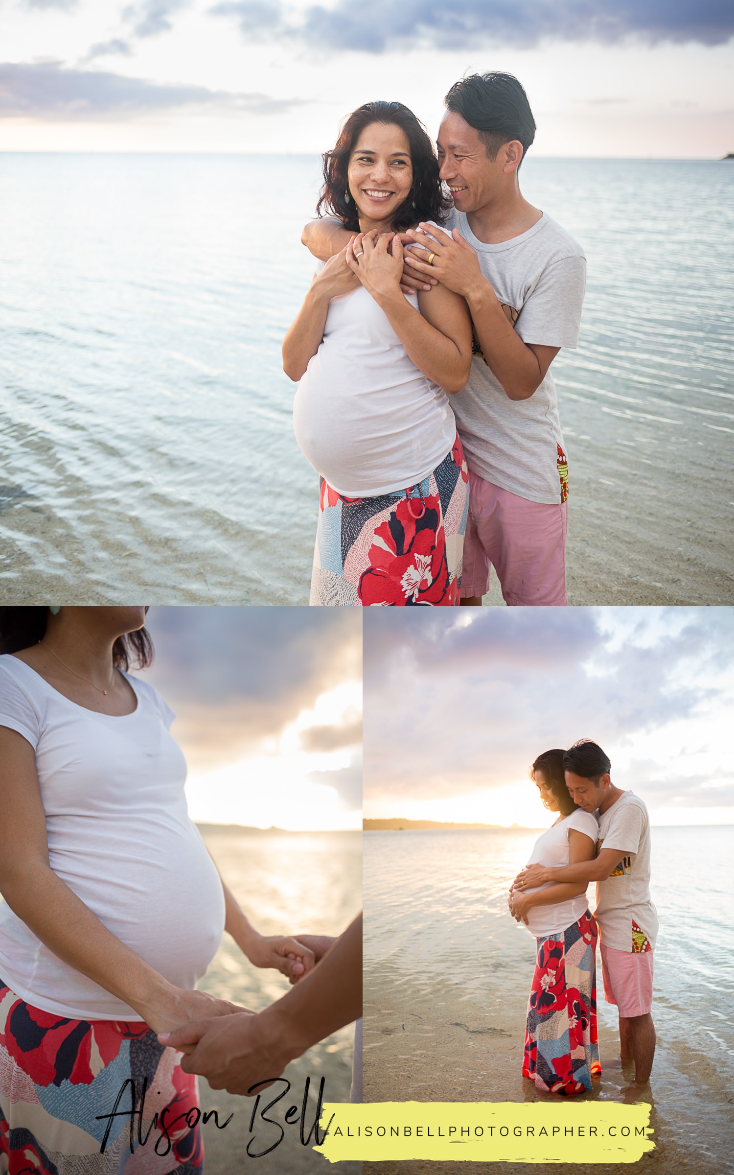Maternity pregnancy photos on the beach in Okinawa Japan. Nakadomari Beach #alisonbellphotog alisonbellphotographer.com