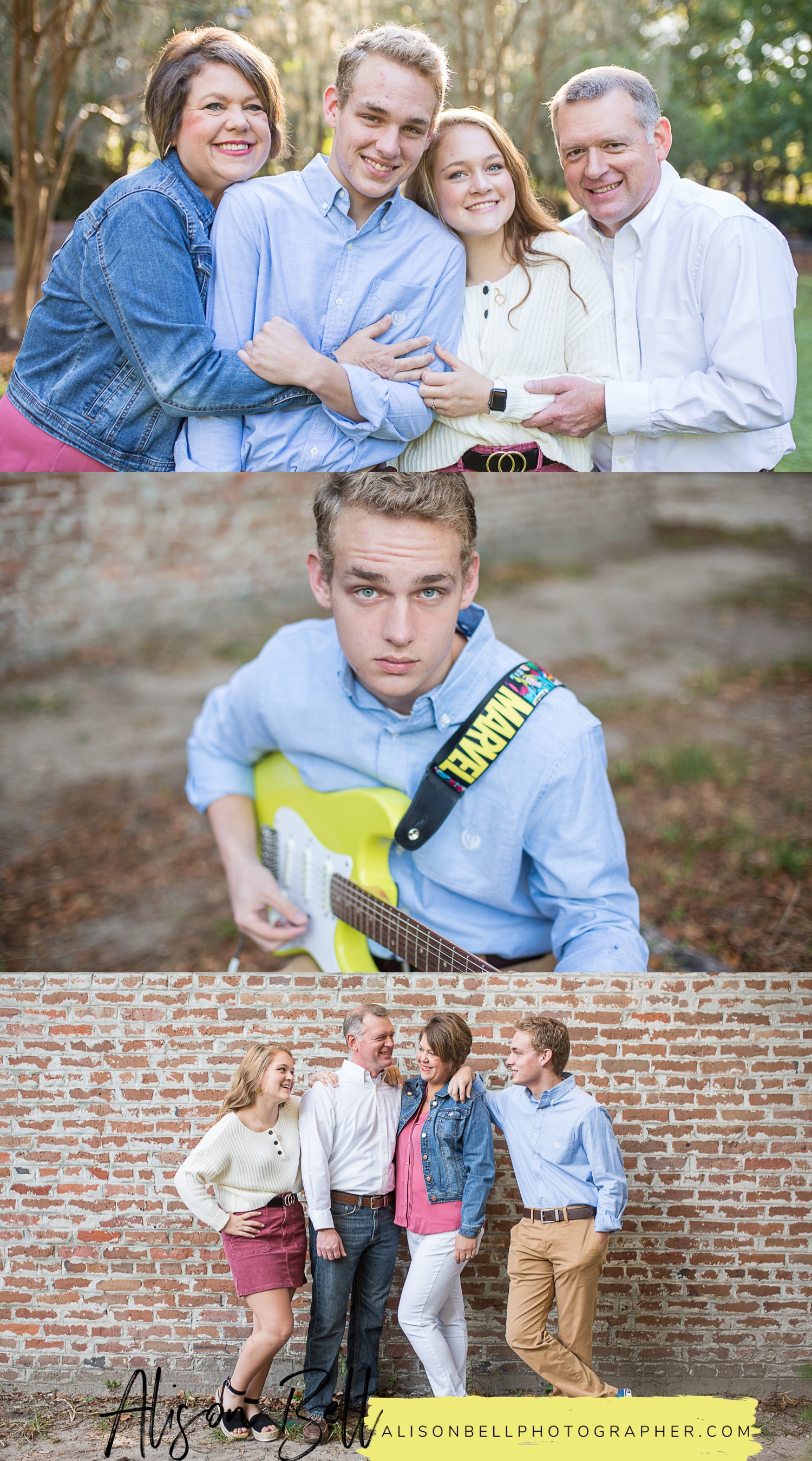 Senior boy and family portrait session in one. Downtown Summerville, SC and Azalea Park by Alison bell, Photographer