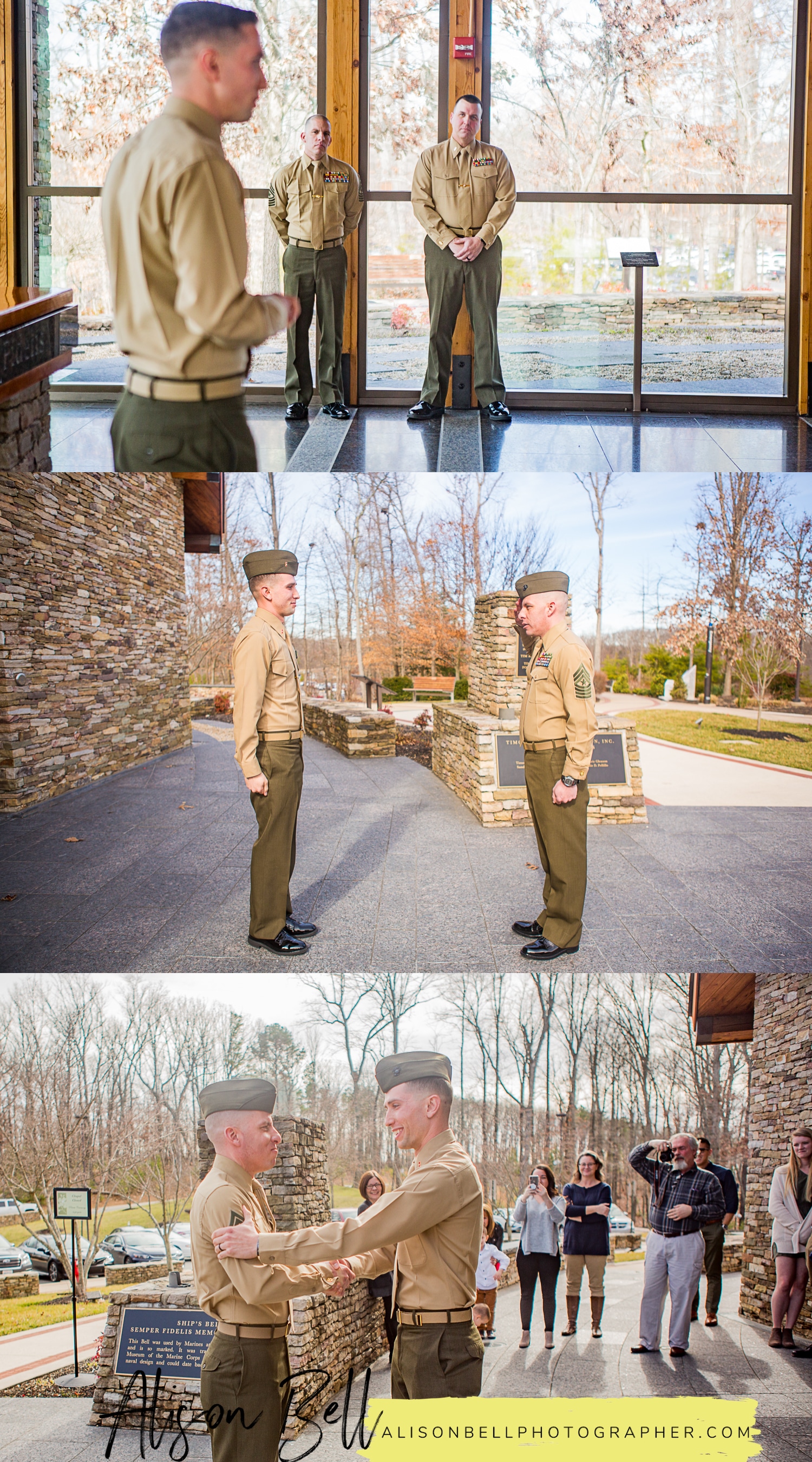 Officer promotion ceremony at the Semper Fidelis Memorial Chapel at the National Museum of the Marine Corp near Quantico, Virigina by Alison Bell, Photographer. Alisonbellphotographer.com
