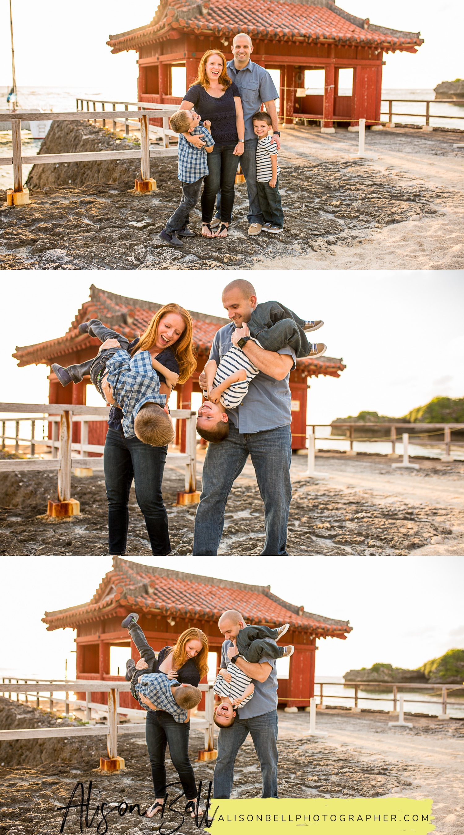 Family beach and torii photo session at the Gala in Okinawa, Japan by Alison Bell Photographer