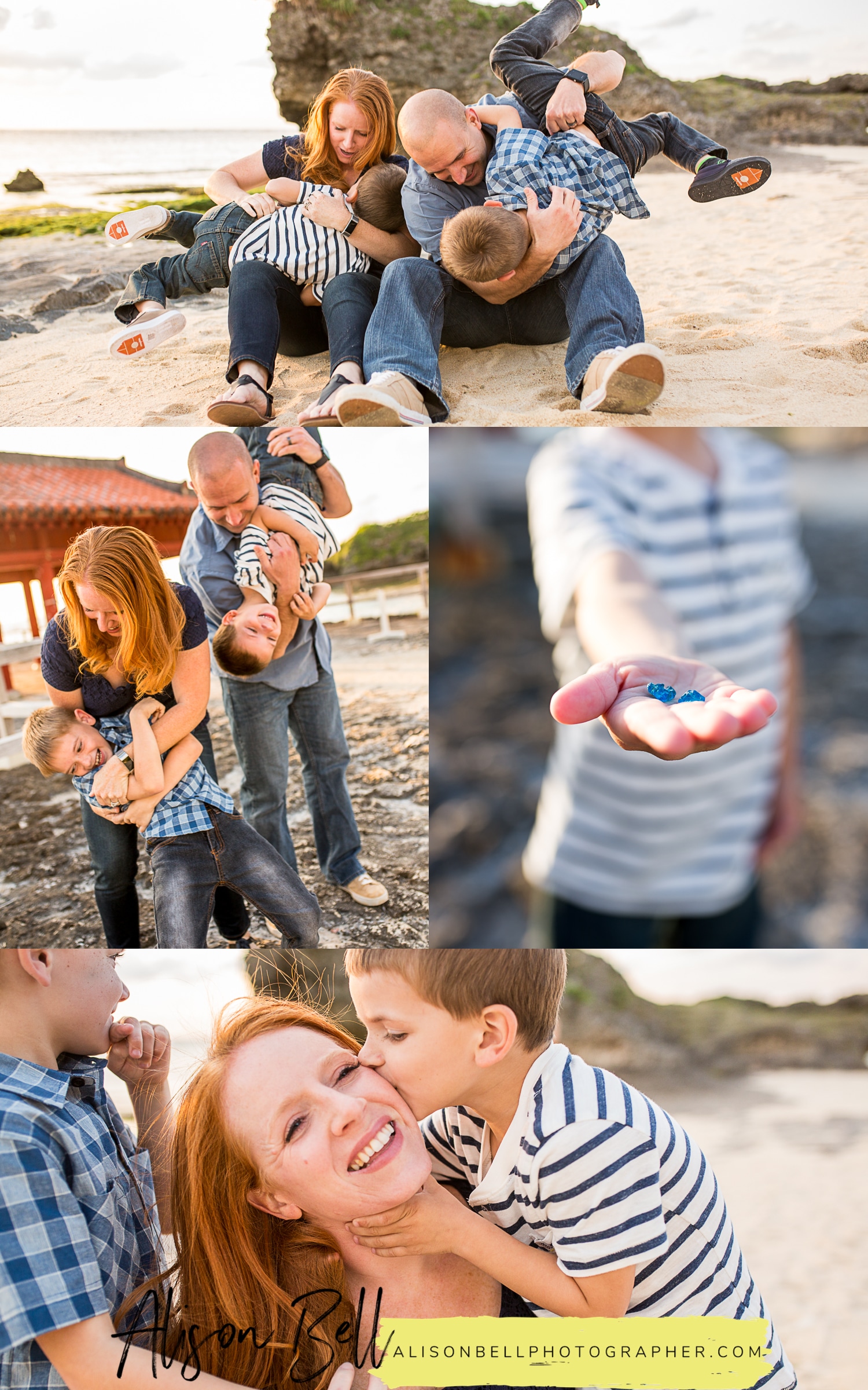 Family beach and torii photo session at the Gala in Okinawa, Japan by Alison Bell Photographer