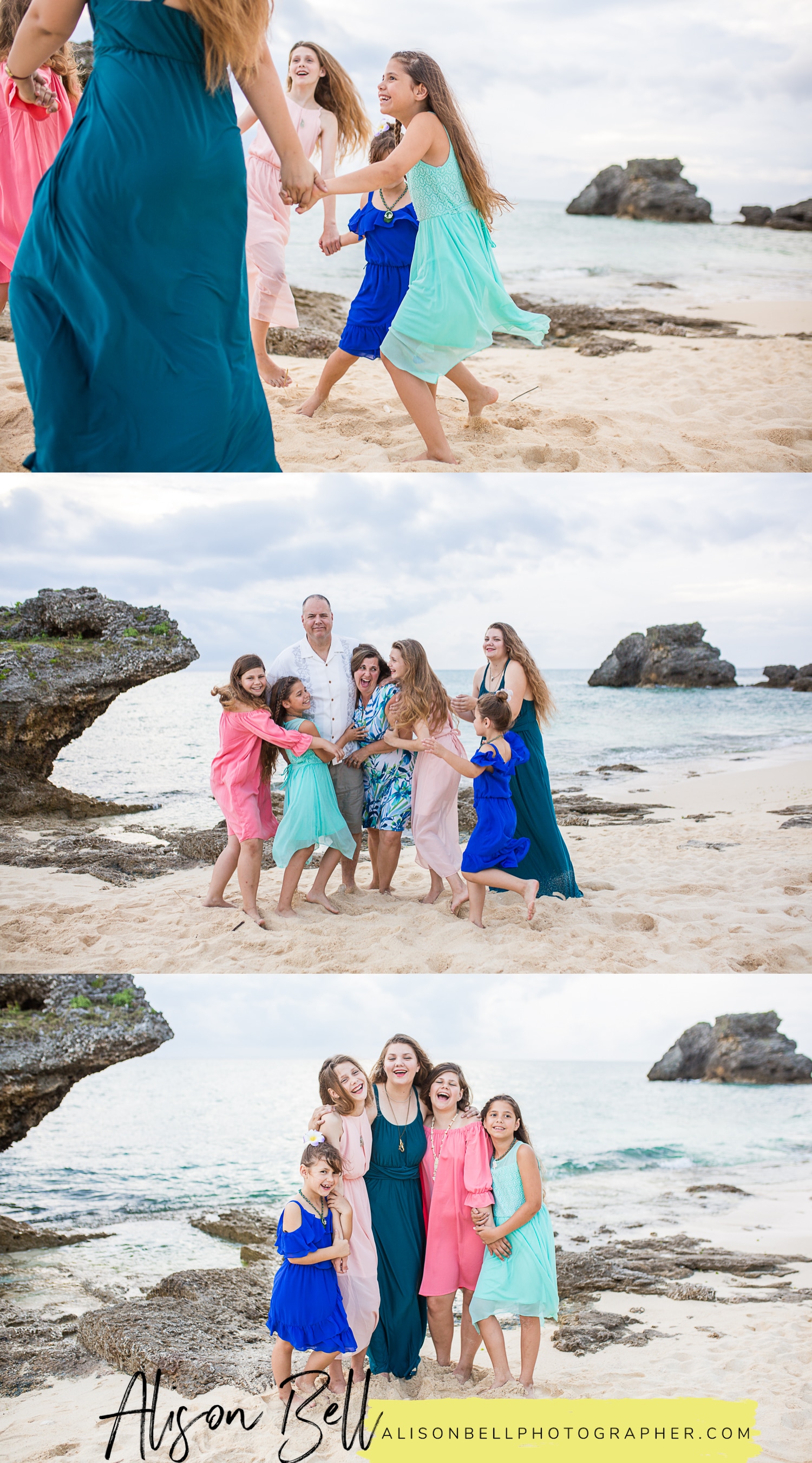 Large Family Photography by Alison Bell, Photographer. Family of 7 with five kids and teens ages 5 to 14. Colorful, vibrant, high energy fun family photographer AlisonBellPhotographer.com