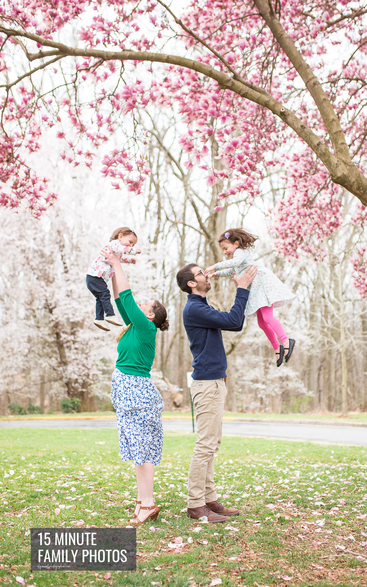 Half Price Couples Family Mini Sessions on Marine Corps Base Quantico with Spring saucer magnolia blossoms by Alison Bell, Photographer. Alisonbellphotographer.com
