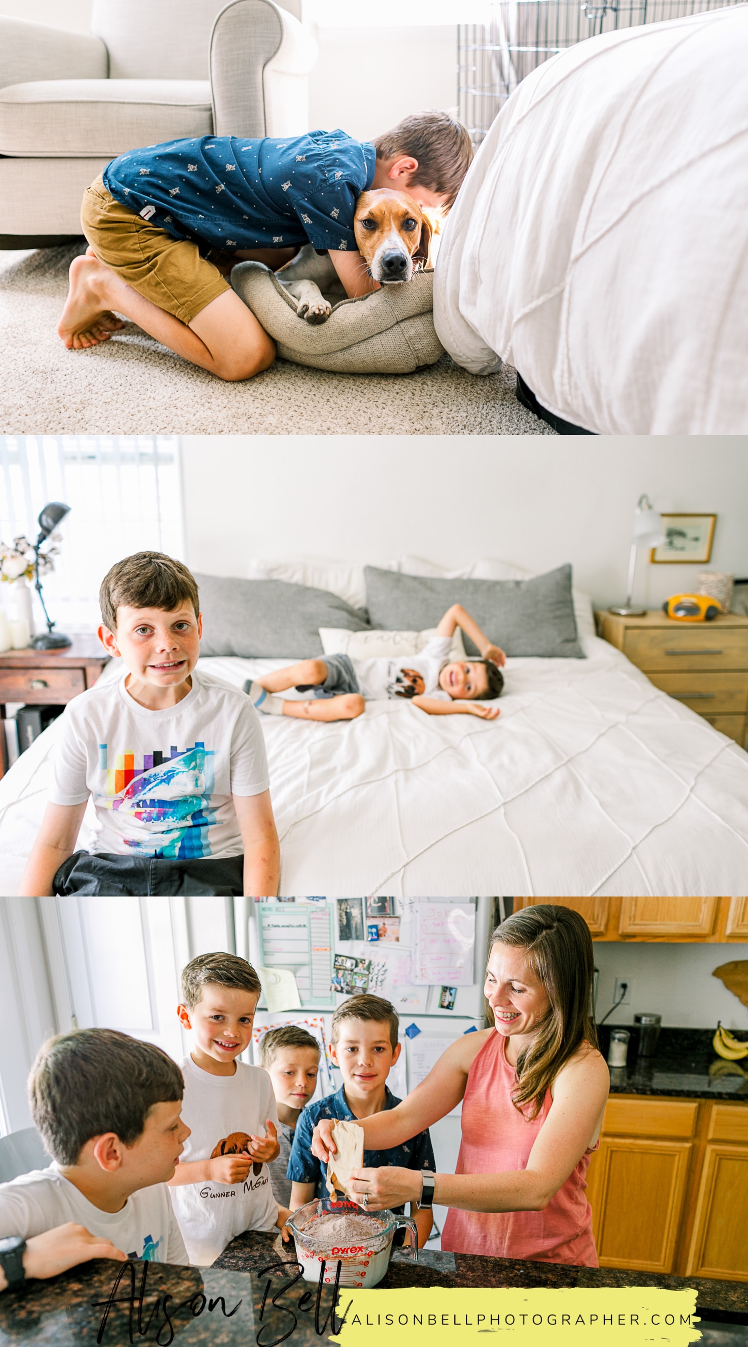Family of 6 in home lifestyle photography session