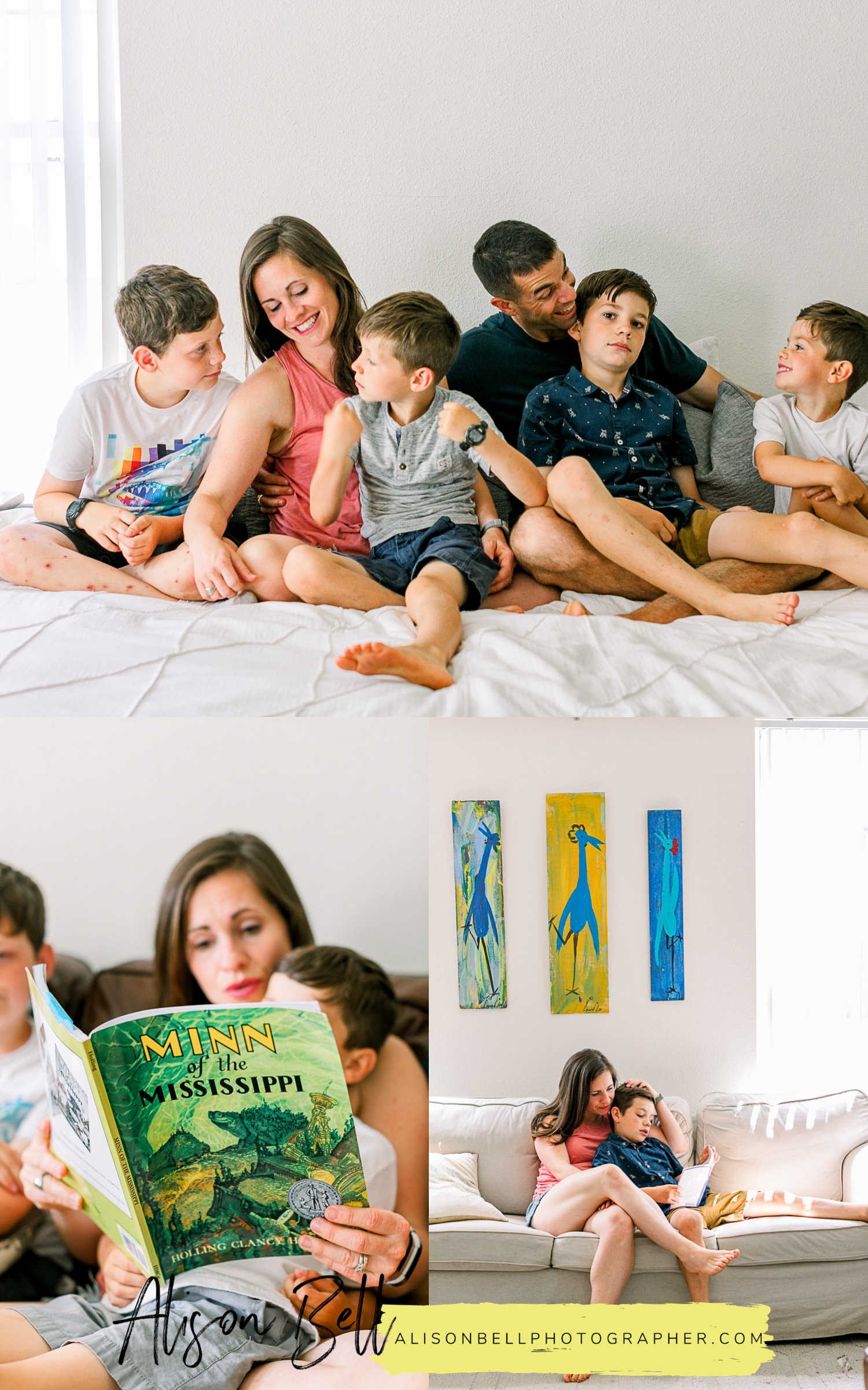 Family of 6 in home lifestyle photography session
