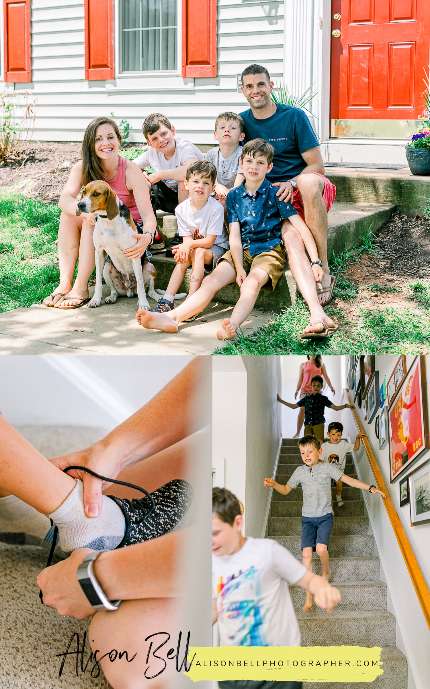 Family of 6 in home lifestyle photography session