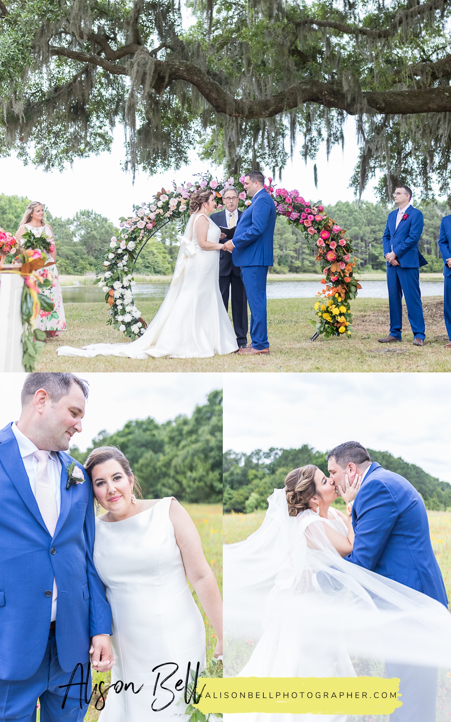 Outdoor Lowcountry SC wedding on Johns Island at Wingate Place with live oaks
