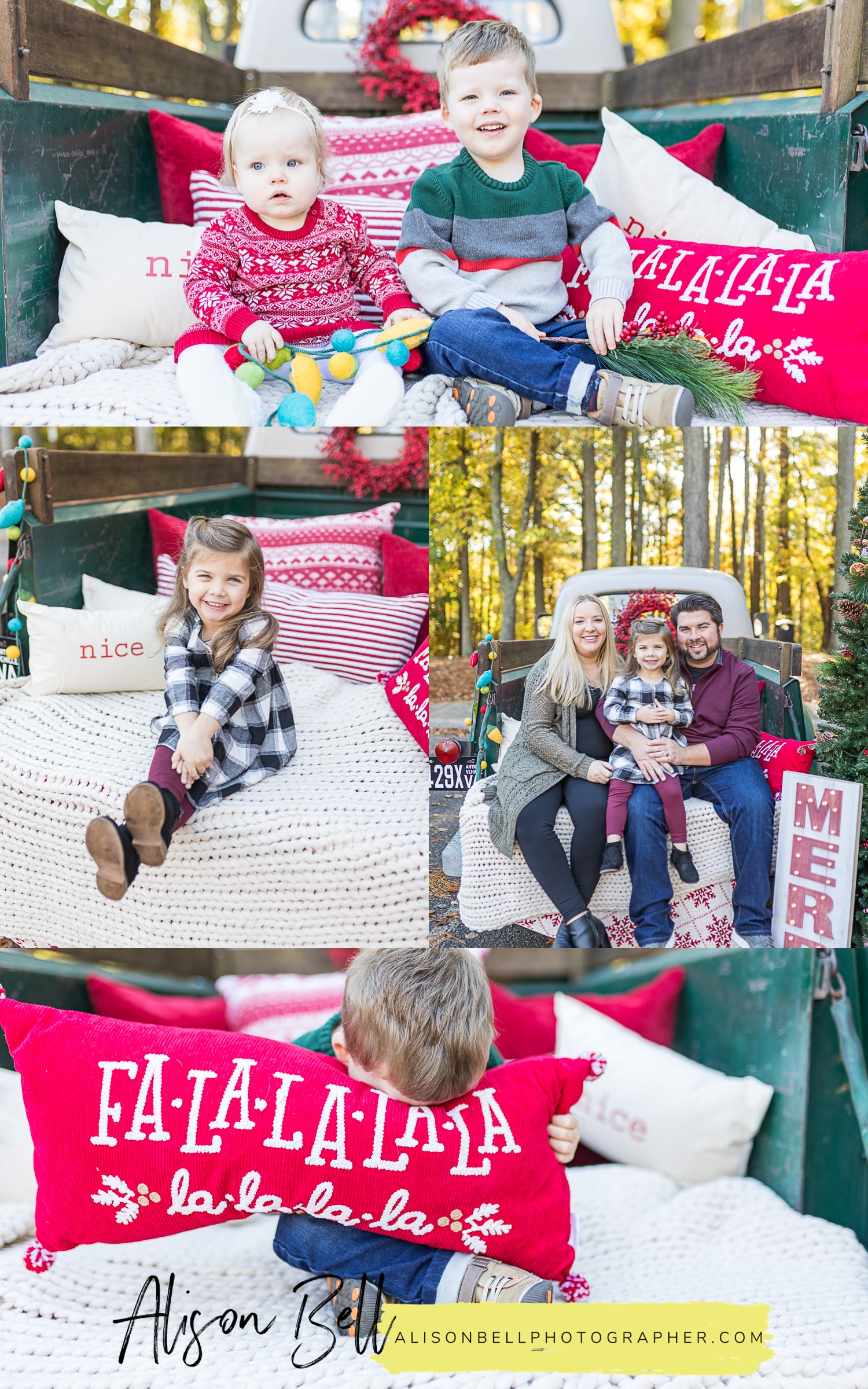 Virginia Beach fall minis session with old Christmas Truck in Hampton Roads