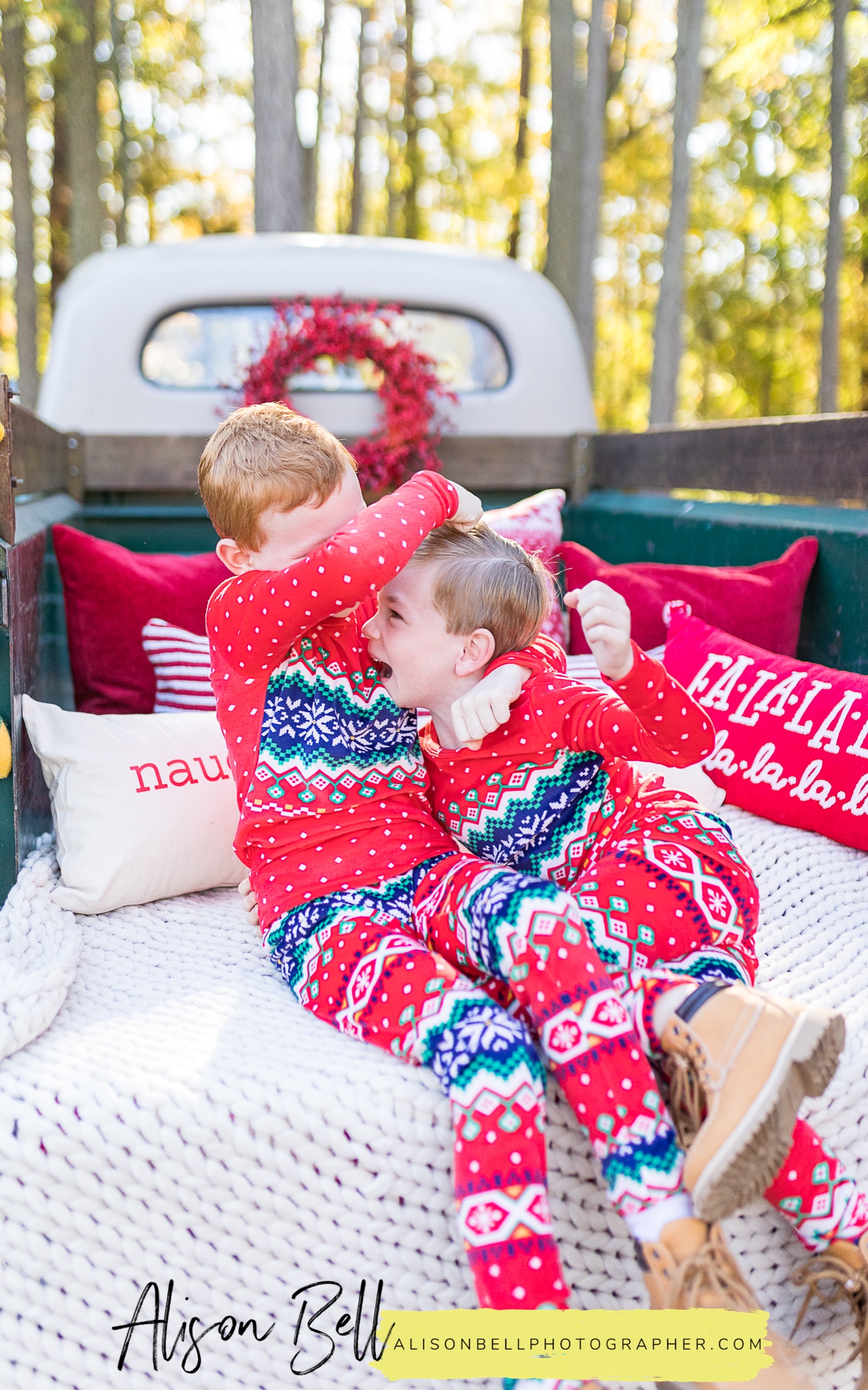Virginia Beach fall minis session with old Christmas Truck in Hampton Roads