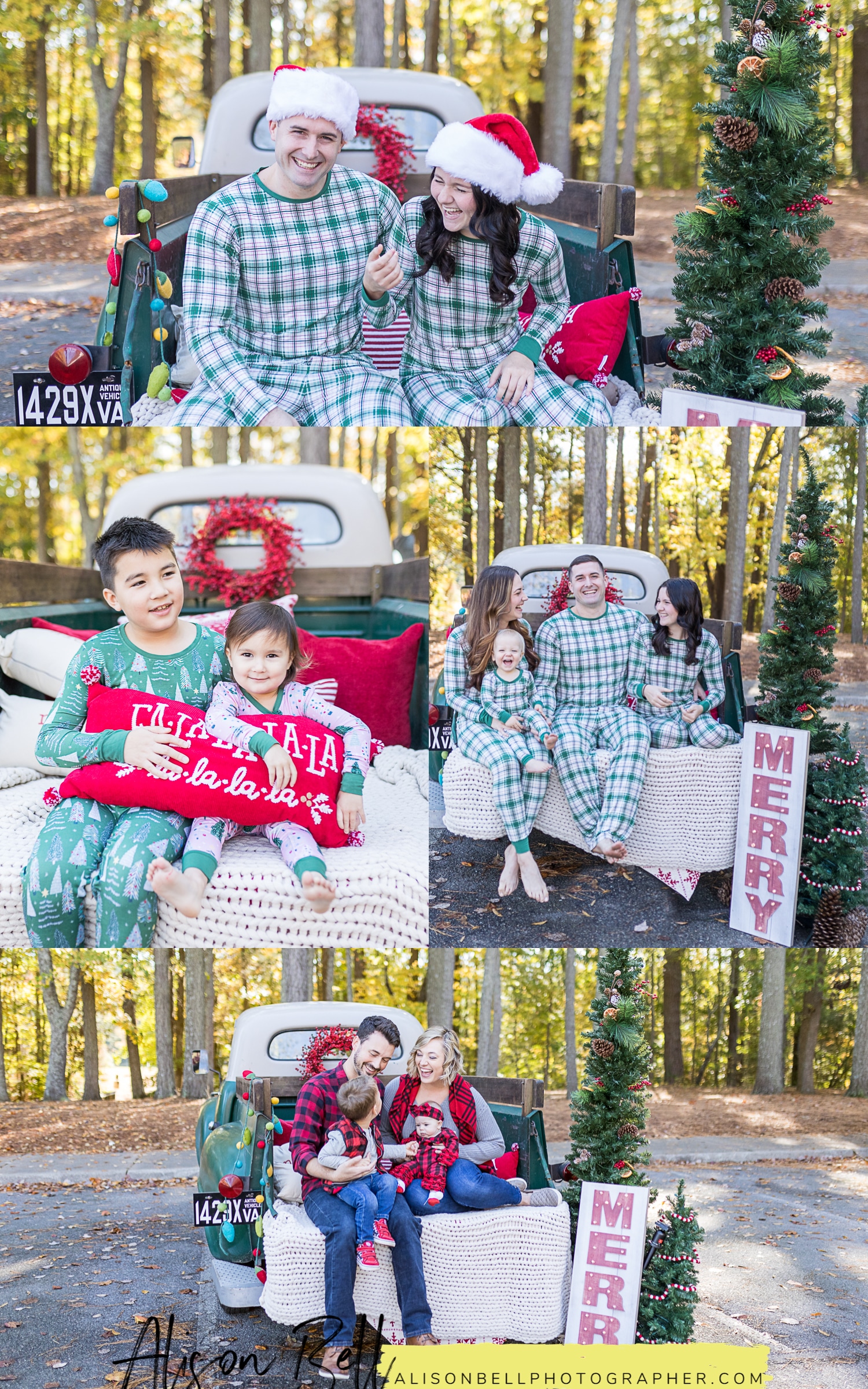 Virginia Beach fall minis session with old Christmas Truck in Hampton Roads