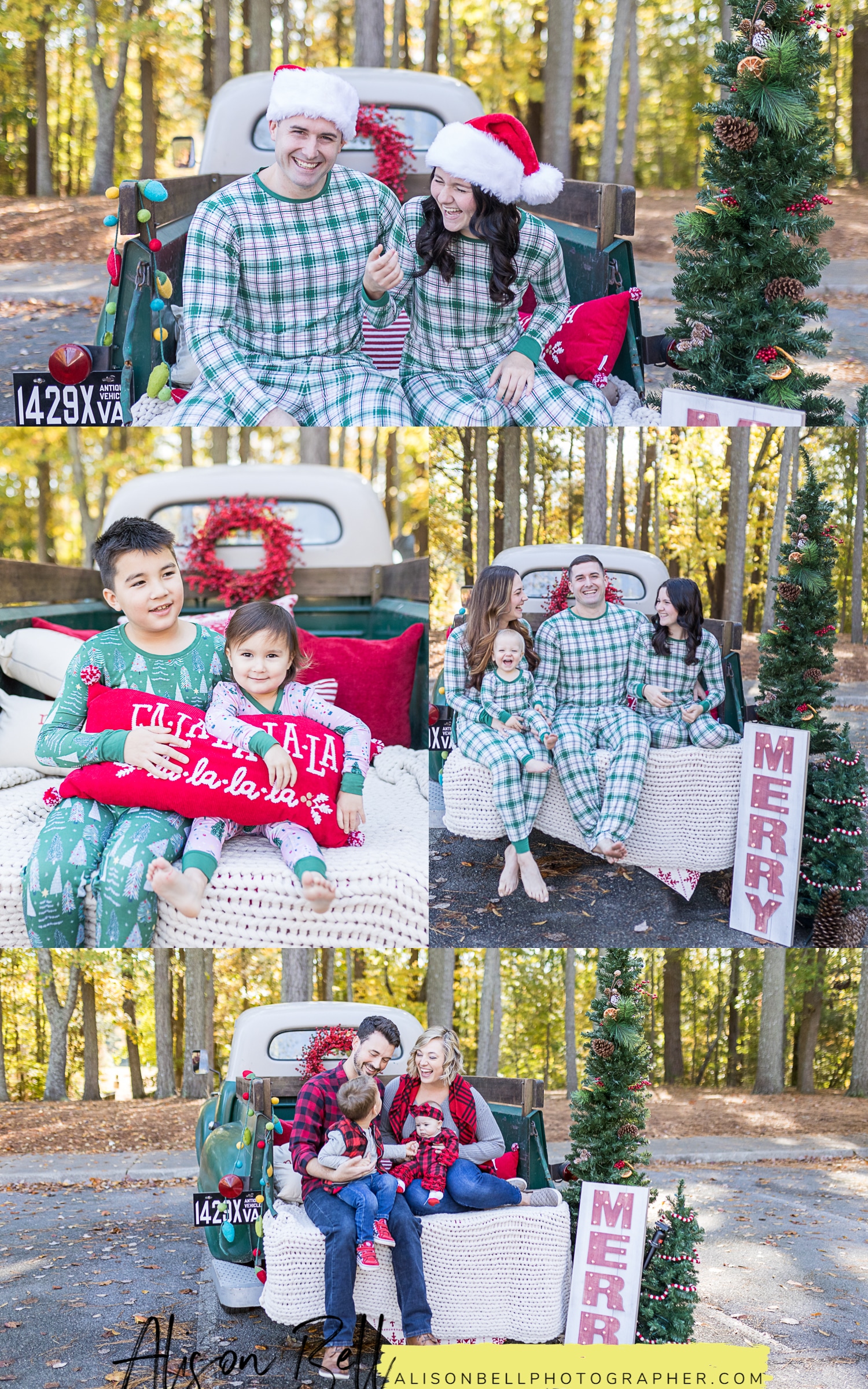 Virginia Beach fall minis session with old Christmas Truck in Hampton Roads