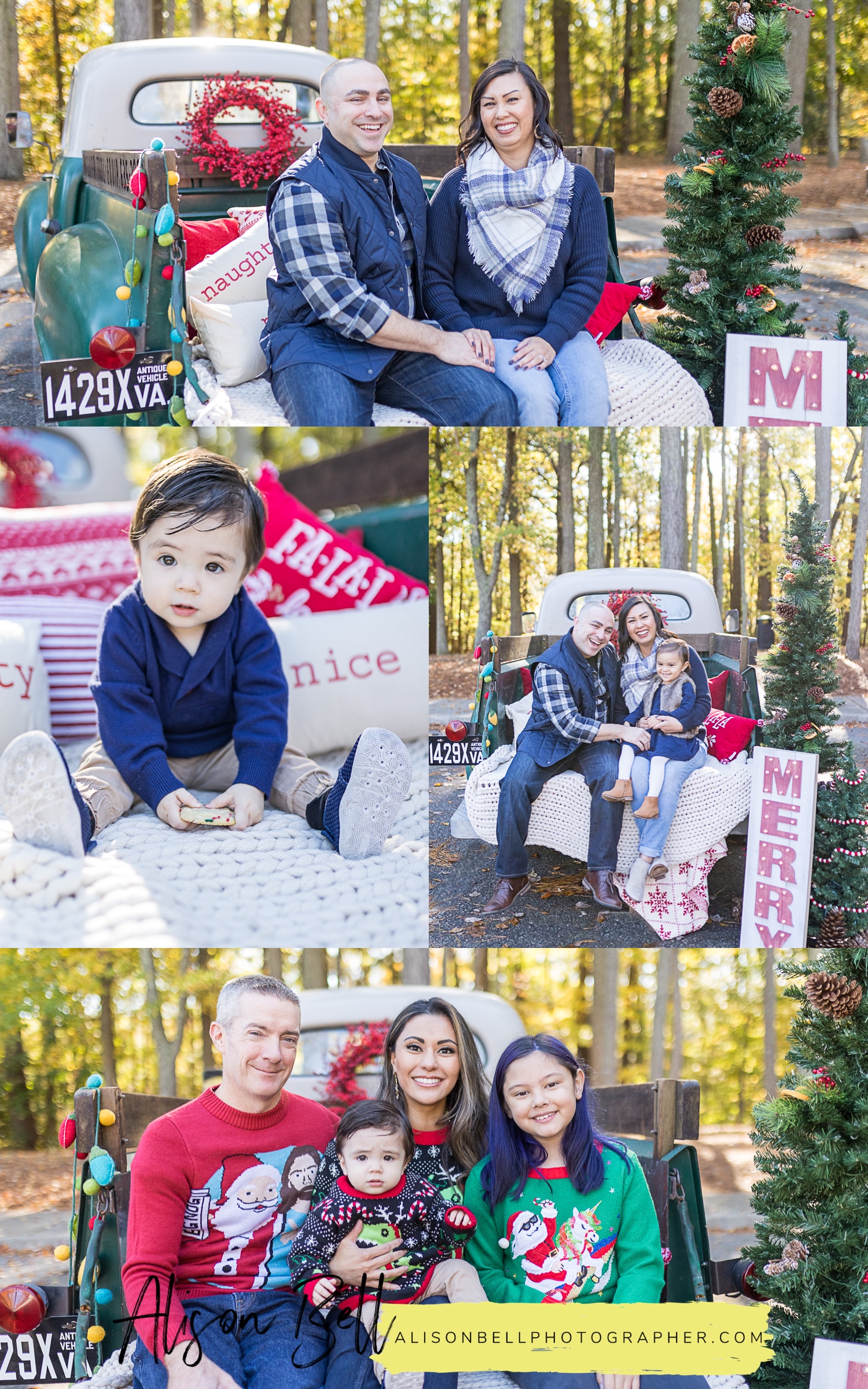 Virginia Beach fall minis session with old Christmas Truck in Hampton Roads