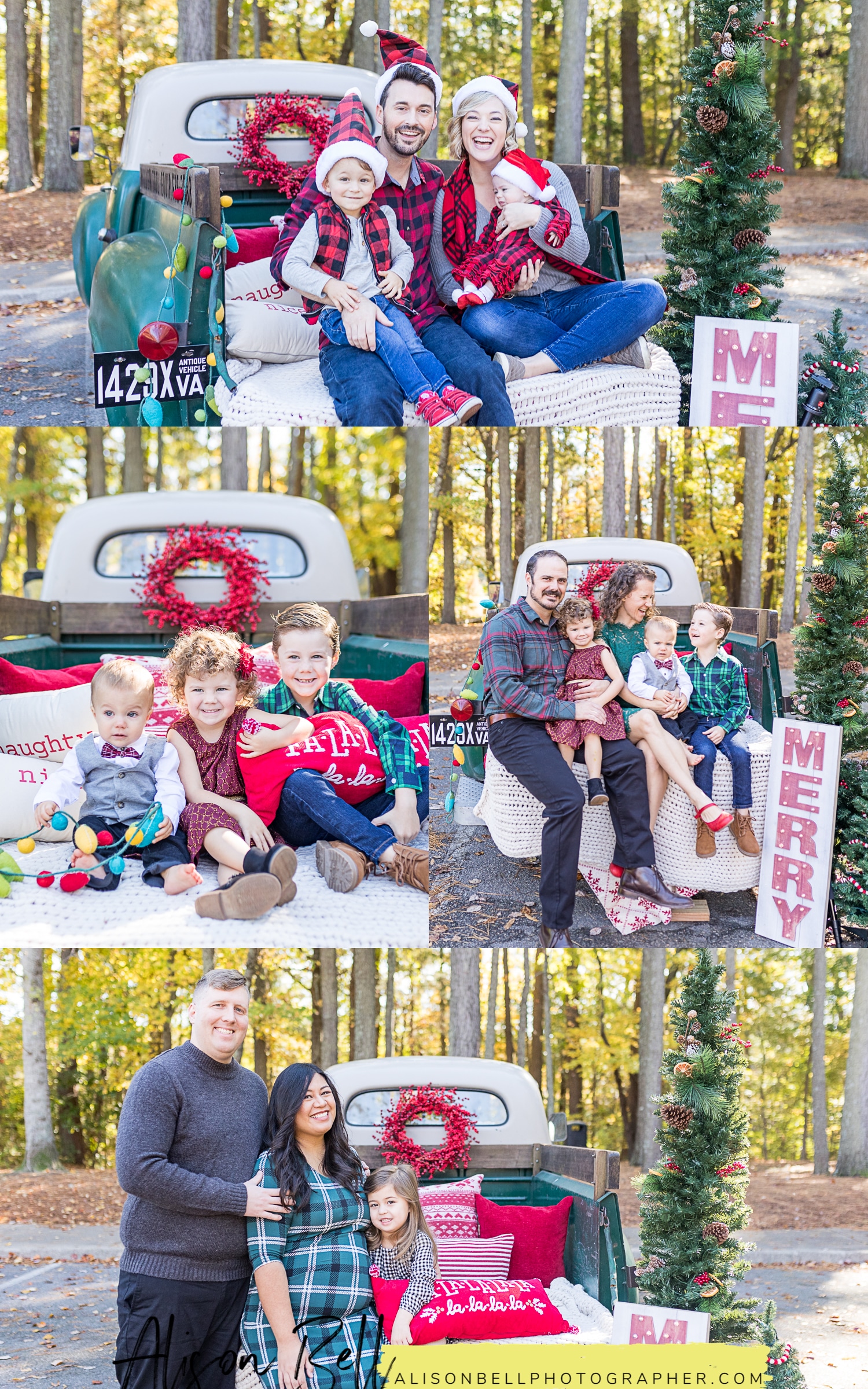 Virginia Beach fall minis session with old Christmas Truck in Hampton Roads
