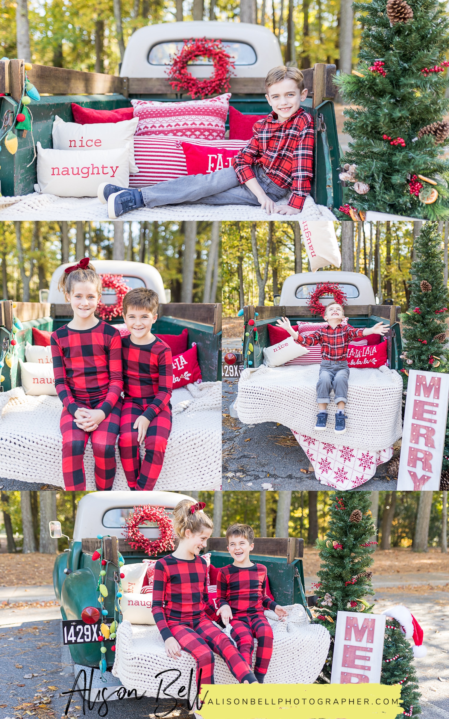 Virginia Beach fall minis session with old Christmas Truck in Hampton Roads
