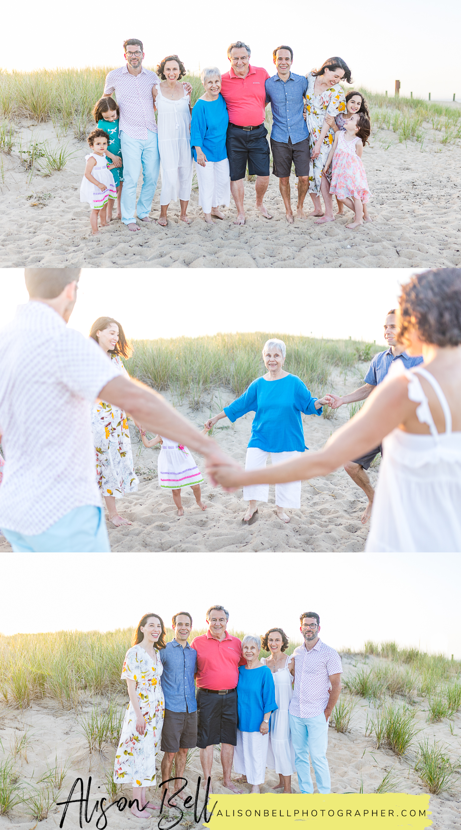 extended family photoshoot on north end beach in virginia beach va