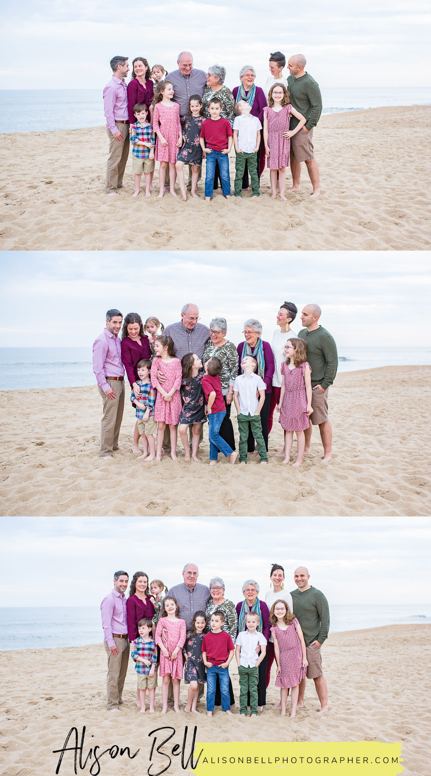 Sandbridge beach photographers for family and group photos on the beach by alison bell, photographer