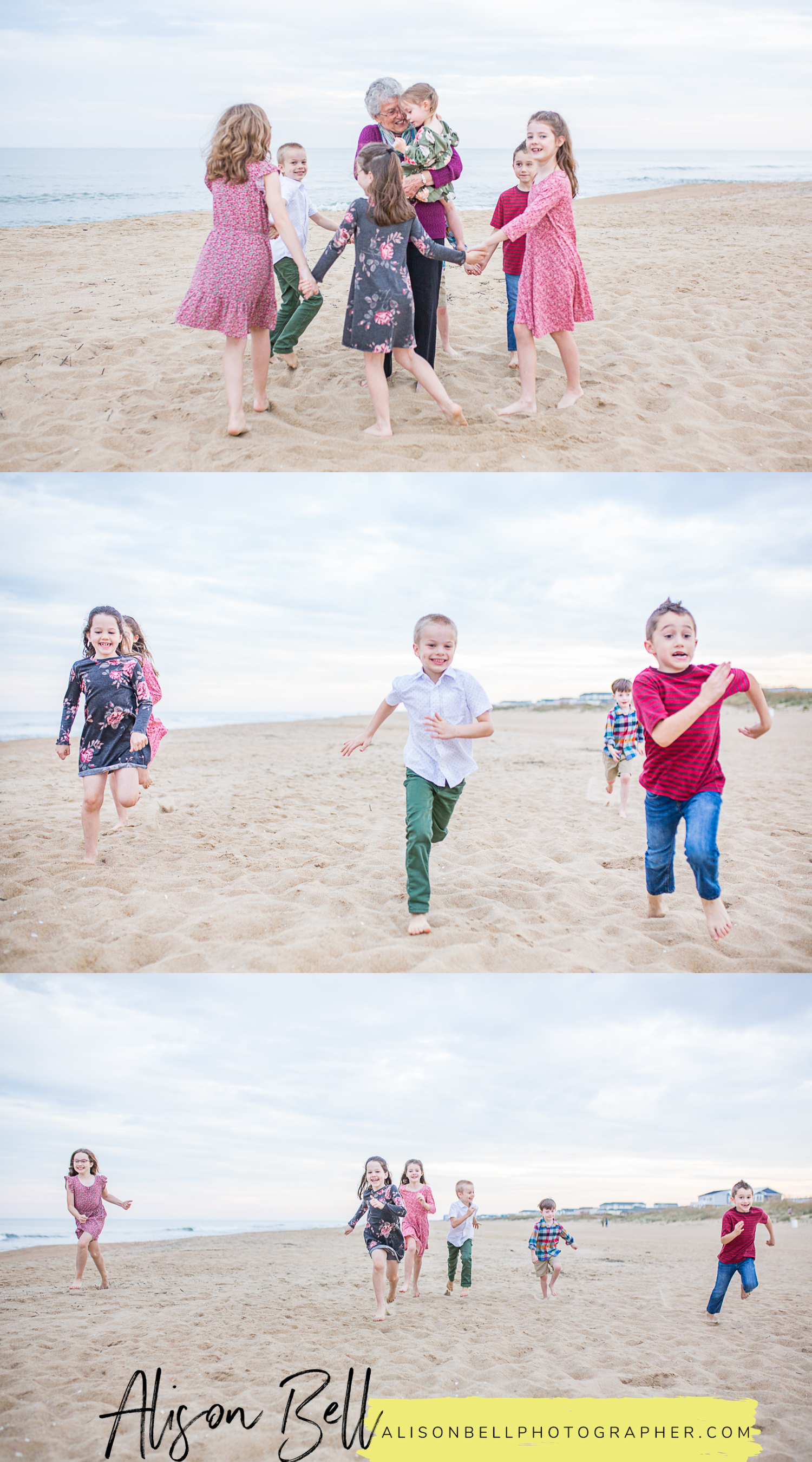 Sandbridge beach photographers for family and group photos on the beach by alison bell, photographer