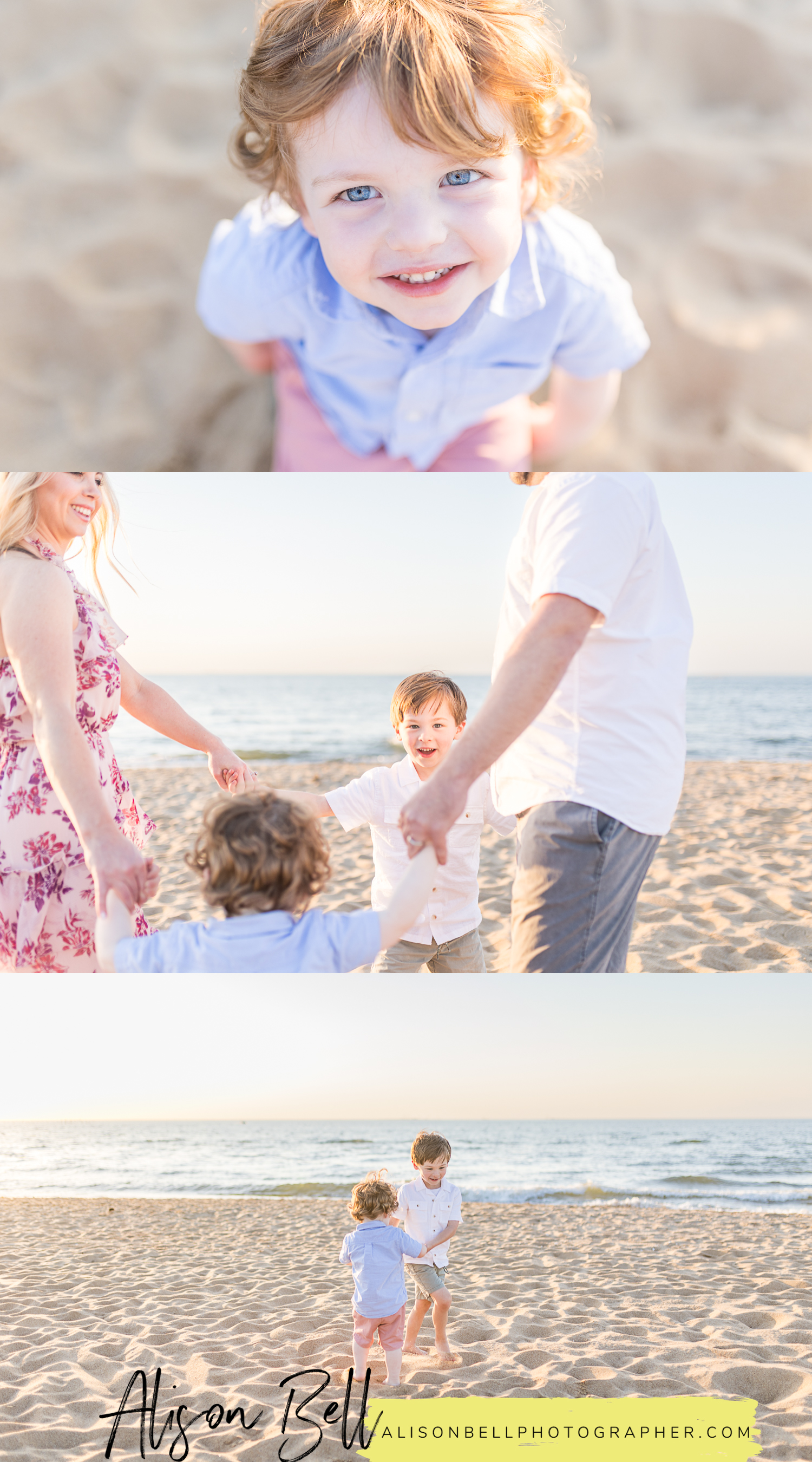 Family photos on the Chesapeake Bay in Viriginia beach. Two boys, family of four