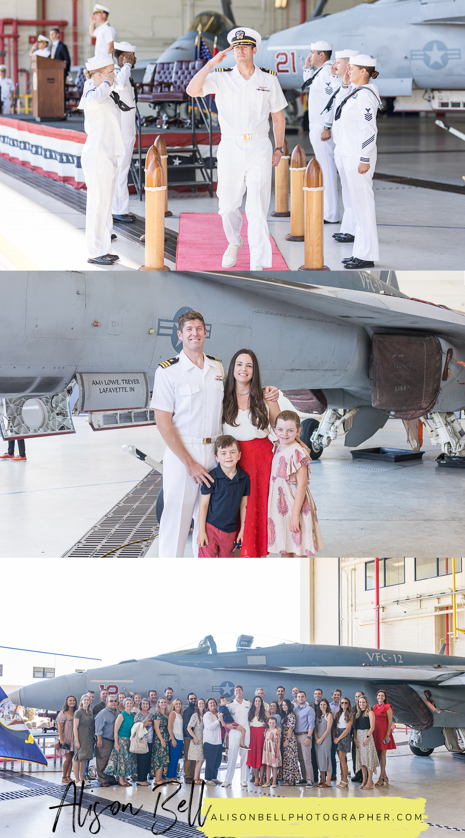 Navy change of command ceremony in a hangar at Naval Air Station Oceana in Virginia Beach, VA