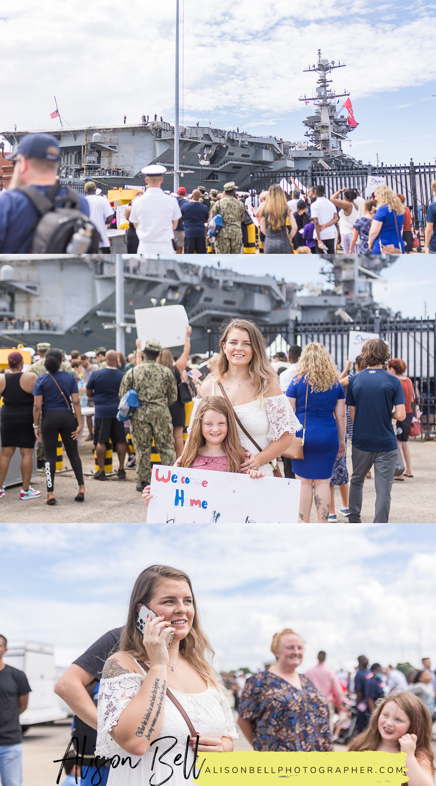 navy ship homecoming at the pier in naval base norfolk, virginia
