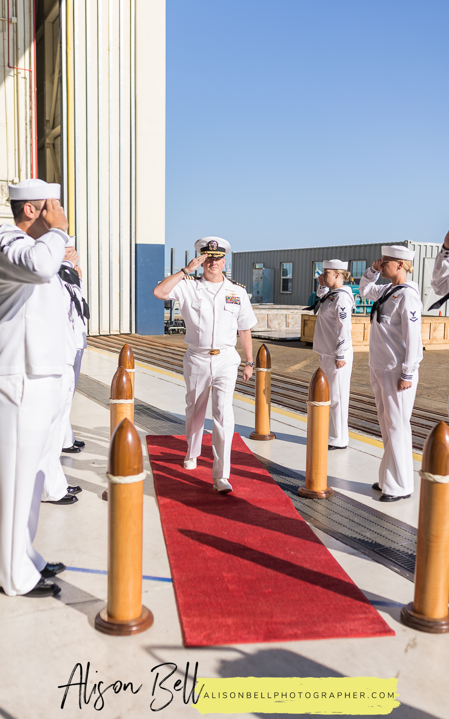 Navy change of command ceremony in a hangar at Naval Air Station Oceana in Virginia Beach, VA